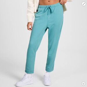 Champion Women's High-Rise Cropped French Terry Sweatpants - Teal Blue L